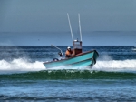 Beach landing a dory